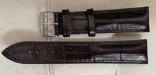 20 mm Tissot Uhrenarmband Leder dunkelbraun Krokoprägung Stahl Schließe