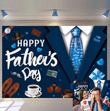 Blue Happy Father's Day Backdrop I Love Dad Banner Father's Day Party Background