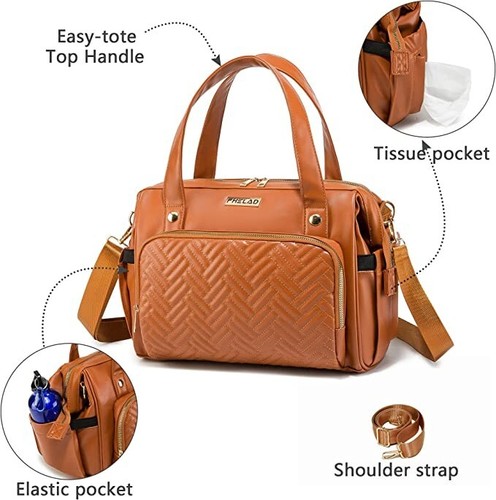 Diaper Bag Tote - Fhelad Mommy Bag, Diaper Bag - Gray - Vegan Leather - New - Picture 12 of 14