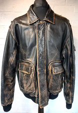 Vintage Alpha Industries Jacke XXL A-2 Aviator Distressed schwarz Nappaleder