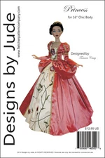 Princess Doll Clothes Sewing Pattern for 16" Chic Body Miette & Marley Tonner