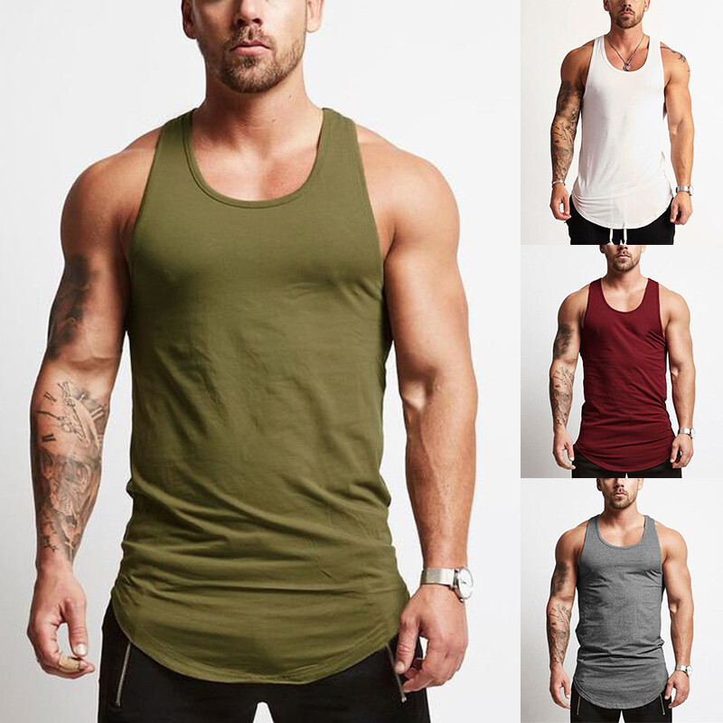 Mens Gym Training Vest Fitness Singlet Workout Muscle Bodybuilding Tank Tops