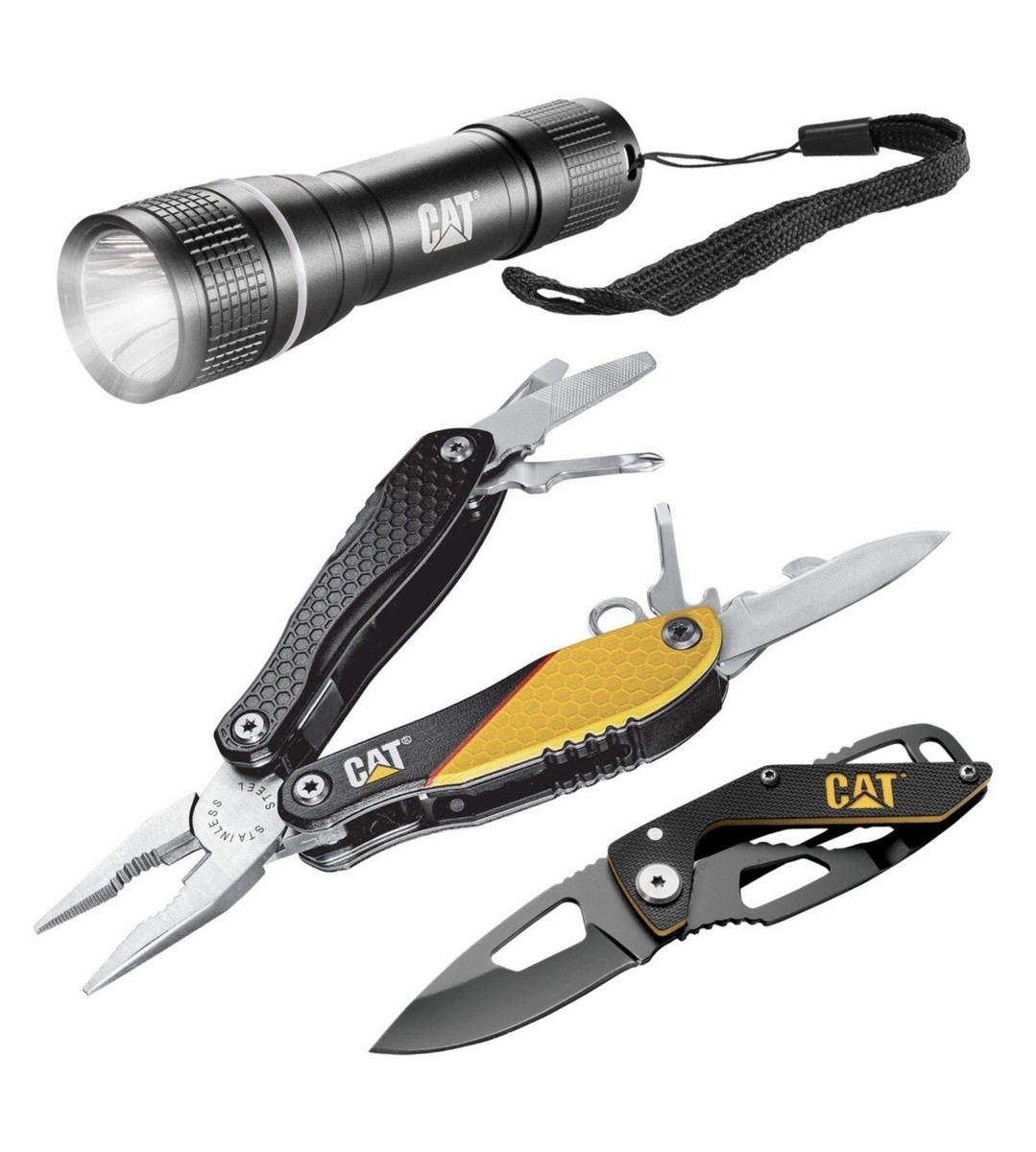 CAT, Multi-Tool, Knife & Flashlight Utility Compact Set | Camping