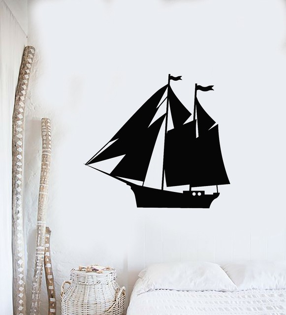Vinyl Wall Decal Seagoing Ship Wave Nautical Sail Sea Marine Stickers