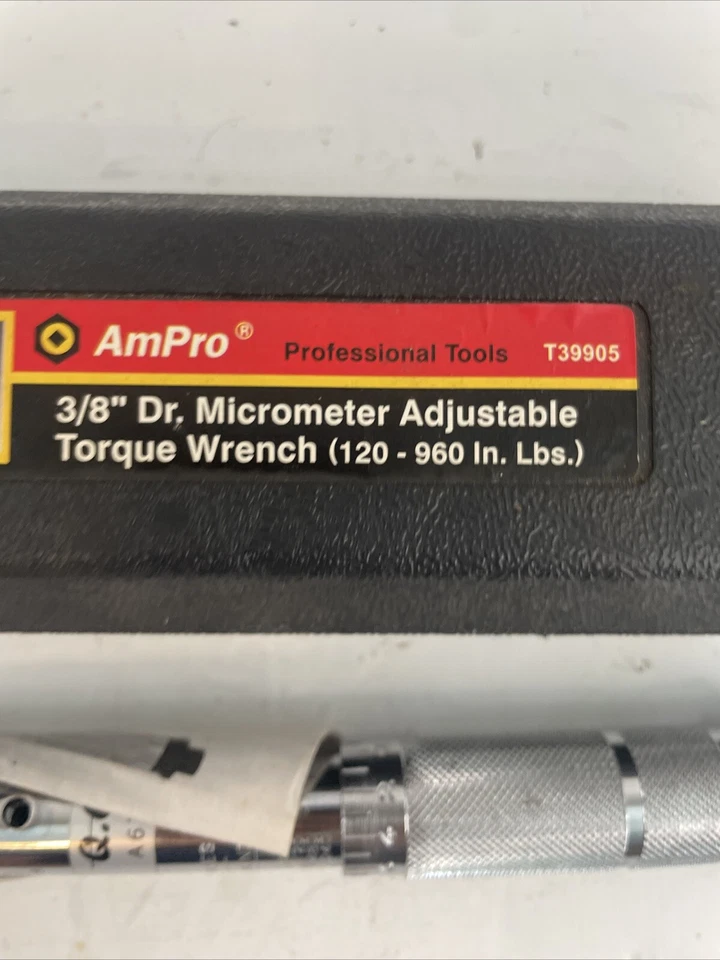 AmPro 3/8” Dr. Micrómetro Llave dinamométrica ajustable 120-960 pulgadas Lbs T39905 Foto 3 de 4