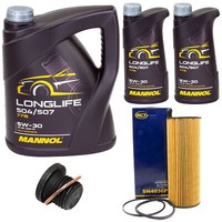 MotoröL Set Mannol 5W30 7 Liter + ÖLfilter + Schraube FüR Audi A4 A5 Q5 2.7 3.0
