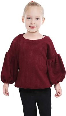 Toddler Girls Knit Sweaters Long Sleeve Loose Warm Pullover - Size 4 - 5 years
