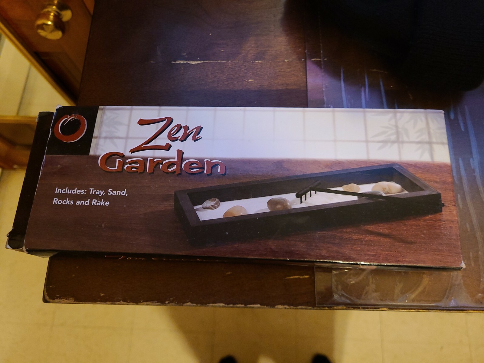 Mini Zen Garden Kit Tabletop Decor Meditation Sand Rocks Rak