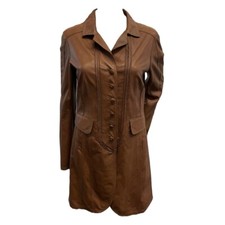 Vintage Gimos Carmel Button Down Leather Jacket Size It 38/ Us 2