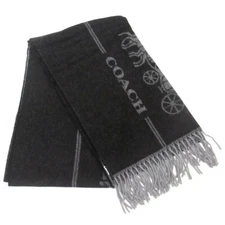 Coach Black/Grey Classic Horse And Carriage Oversized Muffler/Scarf (CK714)