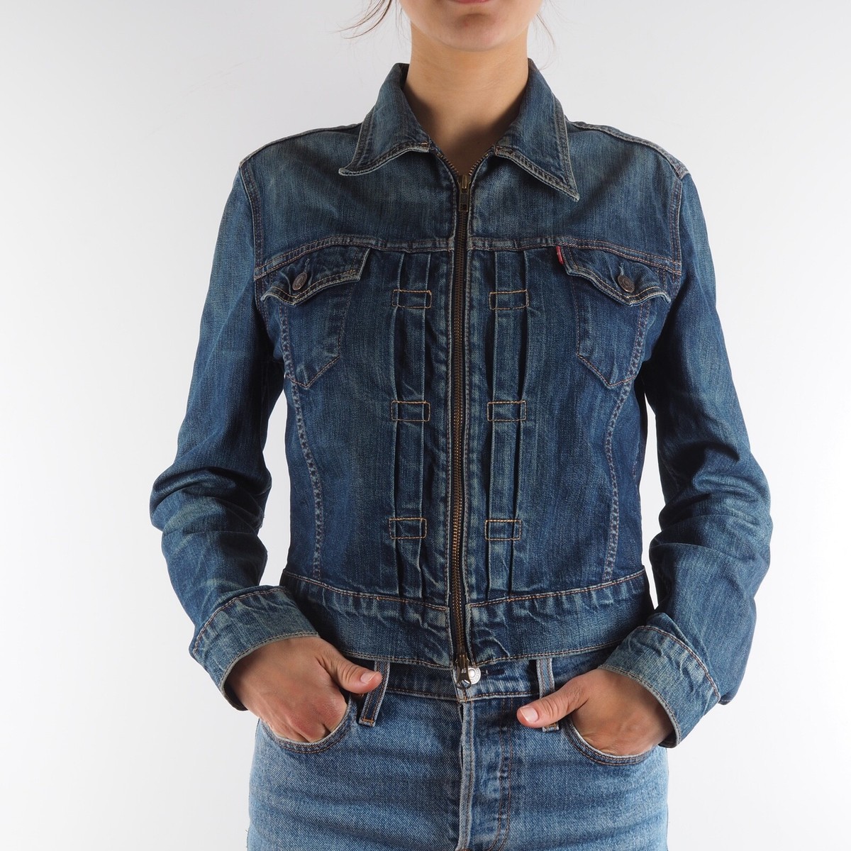 Vintage Levis Women's Ful Zip Denim Jean Jacket M Medium 90s Vintage Levis Women's Ful Zip Denim Jean Jacket M Medium 90s
