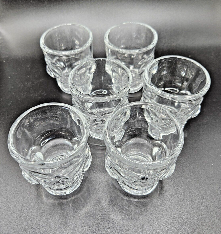 Circleware Skull Face Clear Whiskey Shot Glasses 1.75 oz Set of 6 BRAND