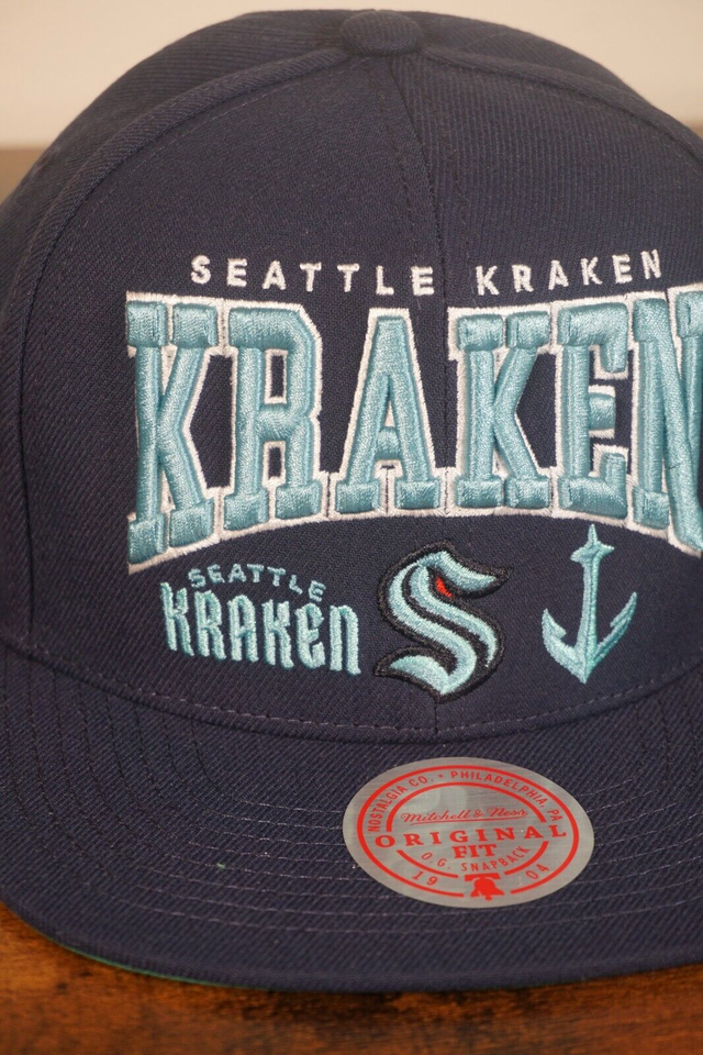 Mitchell & Ness Seattle Kraken Original Fit Snapback Hat Cap Navy Blue