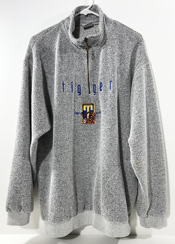 Vintage 90s Disney Store SZ XL Tigger Varsity Squad Pullover 1/4 Zip Gray