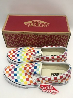 vans slip on rainbow chex skate shoe
