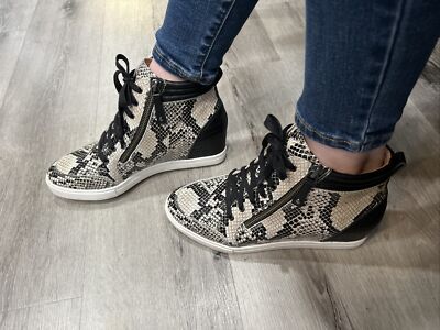 Linea Paolo Felicia Wedge Snake Print Wedge Sneakers Linea Paolo