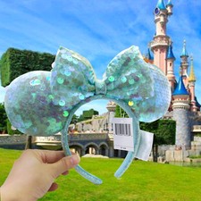 Disney Park Little Mermaid Ariel Headband Sequins Bow Minnie Ears