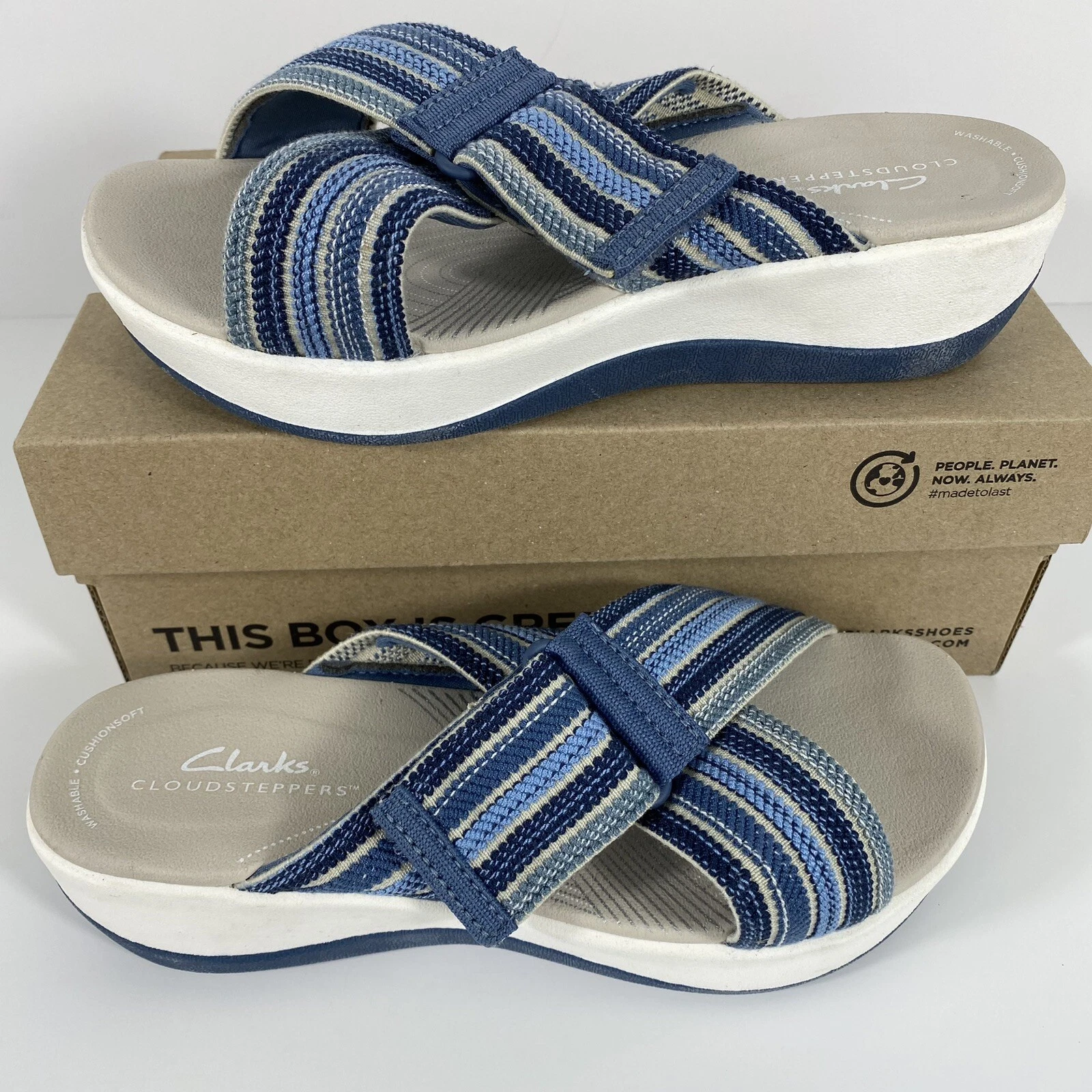 Clarks Arla Wave Sandali Donna 6 M Blu Combi Slide