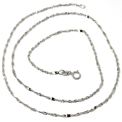 18K WHITE GOLD CHAIN, 1.5 MM SINGAPORE 