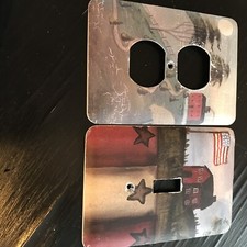 Mulberry Farm Country Theme Painted  Metal Switch Plate Covers (2)