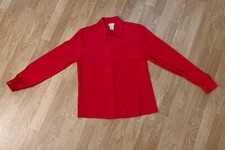 Vintage 1980s-90s Red Satin Secretary Blouse