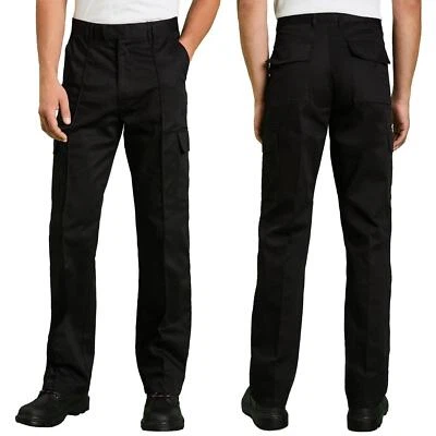 Mens Cargo Combat Work Trousers Chino Pants Size 28 to 46 - Black or Navy