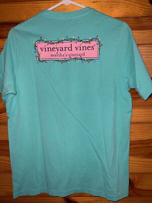 Vineyard Vines Christmas String of Lights Shirt EUC Boys Short Sleeve Top XL 18