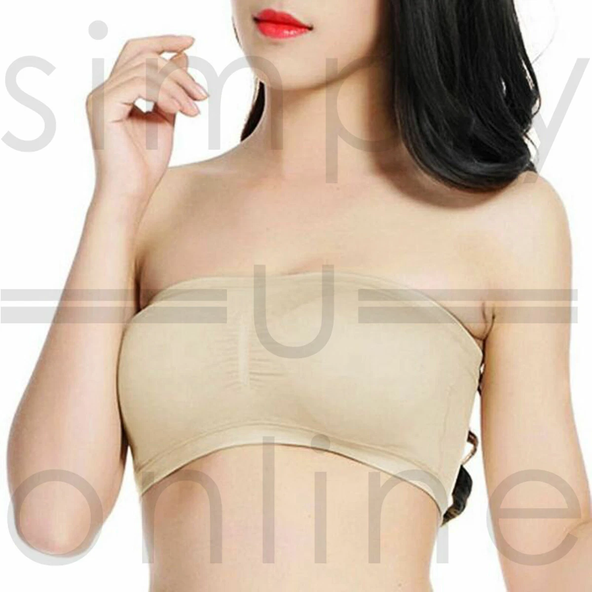 Girl's Strapless Bandeau Bra Seamless Ribbed Stretchy Tube