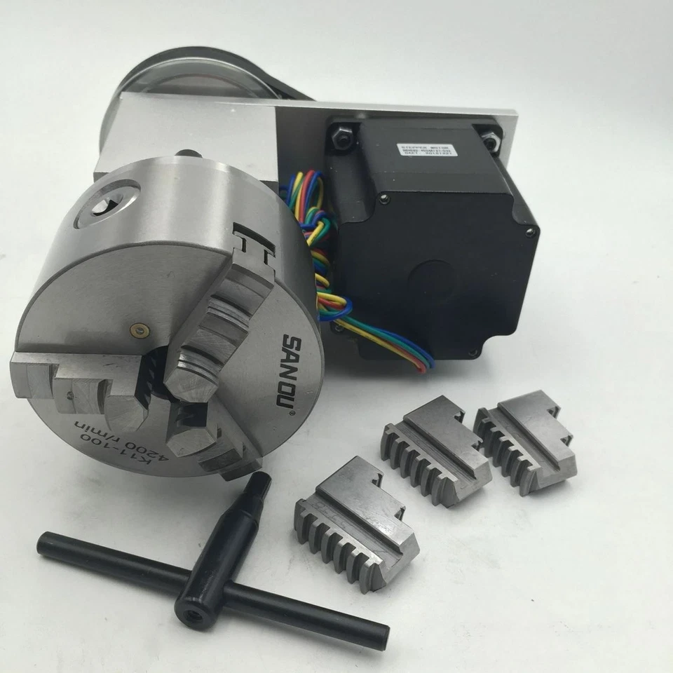 Rotary Axis 3Jaw 100mm Lathe Chuck Nema34 Stepper 4th A Axis for CNC Router - Image 2 of 4