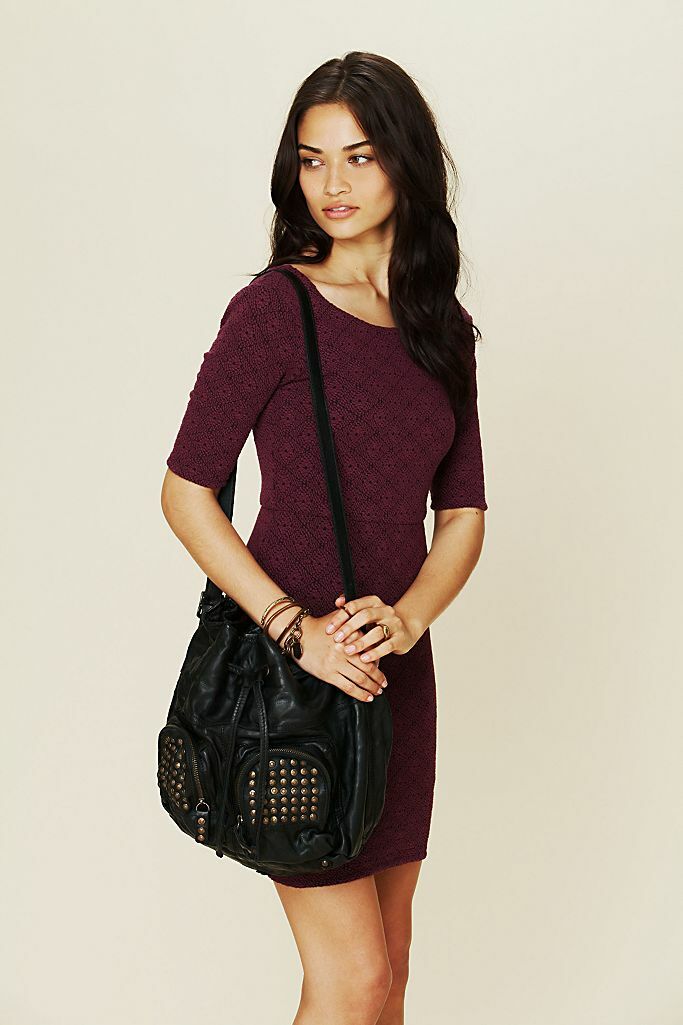 FRYE BROOKE DRAWSTRING BAG BLACK LEATHER STUDDED HANDBAG  display picture 3