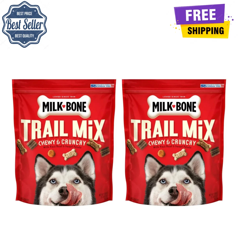 Milk Bone Trail Mix with Real Beef Sweet Potato Dog Pet Treats 20 oz 2 Pack