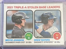 2022 Topps Heritage Minors #64 BRYCE JOHNSON/DREW WATERS FLIP STOCK SP #d 03/25