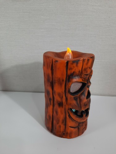Halloween Kürbis Kerze Jack O Latern flammenlos LED Licht Säule flackernd 6" - Bild 4 von 7
