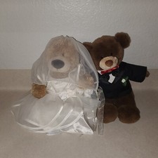 Build A Bear BRIDE  GROOM 18" Lot of 2 Bears Wedding Dress and Tuxedo Shirt