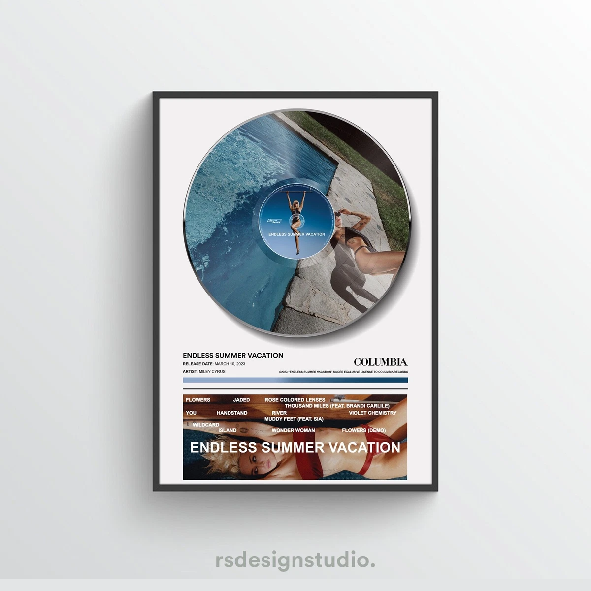 Miley Cyrus Endless Summer Vacation Vinyl Miley Cyrus ENDLESS SUMMER VACATION Vinyl Poster | eBay