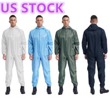 Men's Hooded Coverall Zip Up Full Body Jumpsuit Spray Paint Uniform Workshop