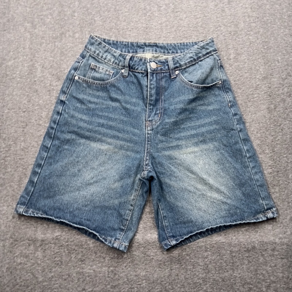 Dazy Shorts Women Medium Blue Loose Baggy Streetwear Hip Hop Faded Whiskered