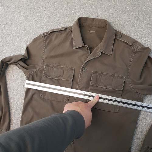 All Saints Mens Shirt Small Brown Invasion Spotter Army Military Overshirt - Picture 5 of 11