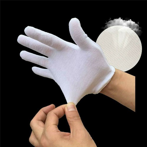 12 Pairs White Cotton Soft Gloves Jewelry Inspection Stretchy Work Gloves Unisex - Picture 7 of 14