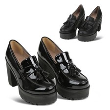 epdavin Women's Dress Formal Casual Platform Tassel Loafers High Heel Pumps