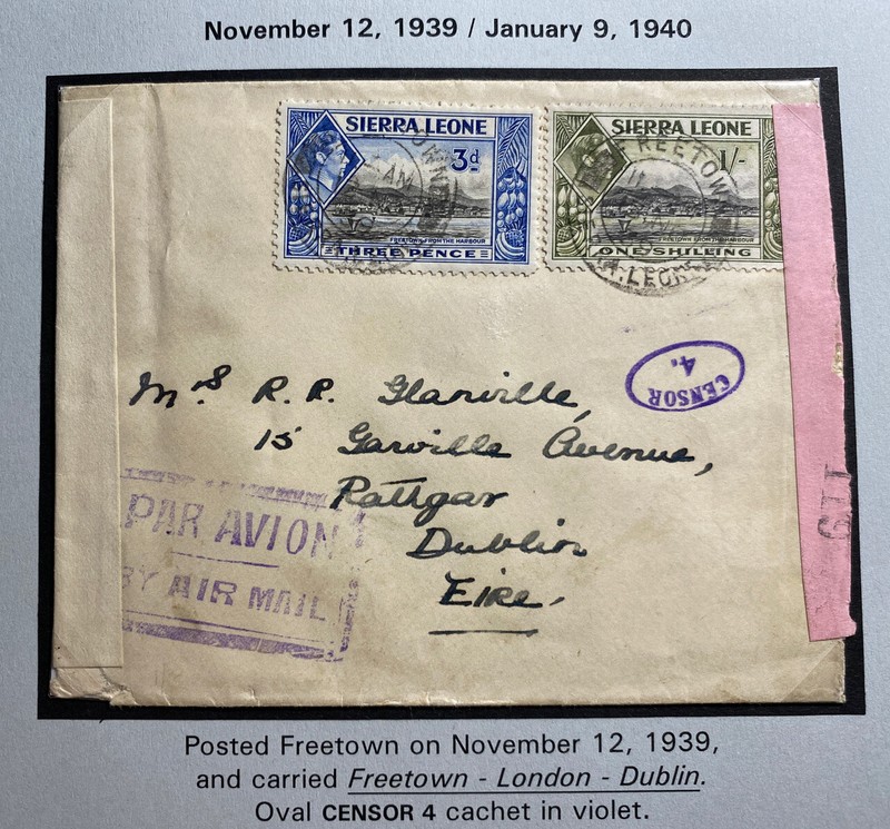1939 Freetown Sierra Leone Airmail Dual Censored Cover To Dublin Ireland