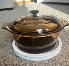 Vintage Vision Amber  5L Dutch Oven Corning Ware Glass Pot w/ Pyrex Lid USA
