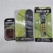 Unicorn Soft Tip Darts Lot EL10 EL40 16g Dart Sets Case Brass Nickel 50 Tips
