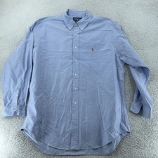 Ralph Lauren Yarmouth Dress Shirt Mens 16.5 34 Blue Slim Fit Oxford Button Down
