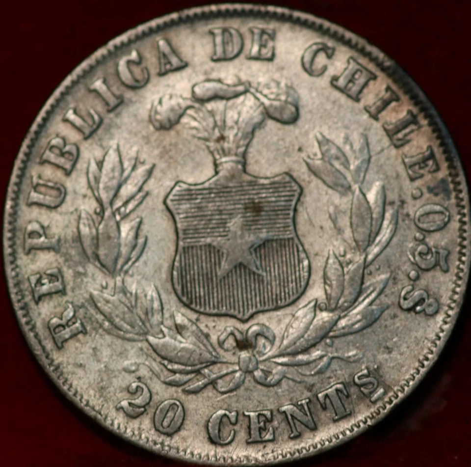 1892/82 Chile 20 Centavos Silver Foreign Coin - Image 2 of 2