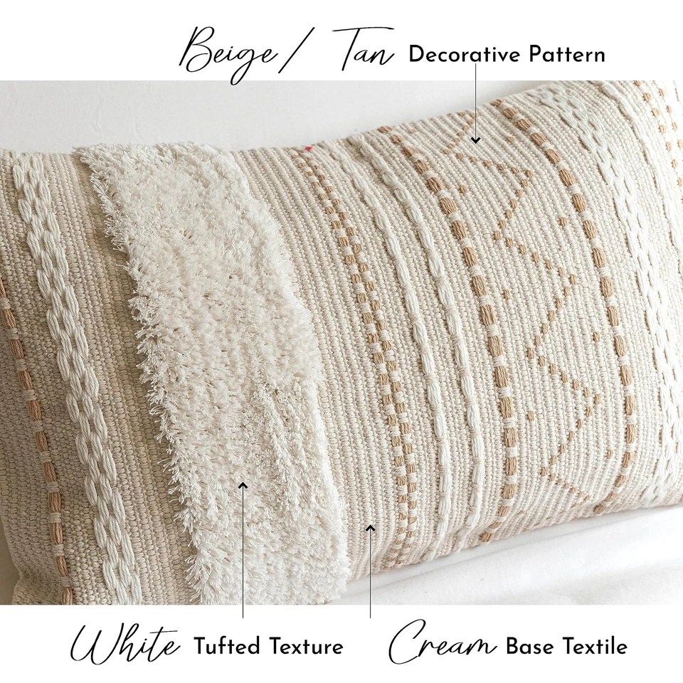 Funda de almohada de cuerpo grande para cama 20x54 acento boho funda de almohada larga de gran tamaño para... Foto 3 de 4