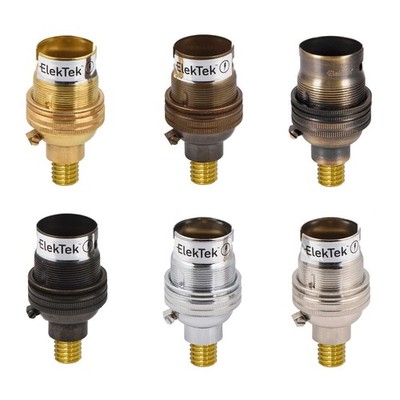 ElekTek B22 Bajonett BC ungeschaltet Lampe Birnenhalter Fassung Holzhalterung Made in UK