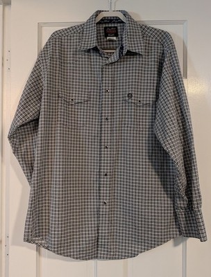 Wrangler George Strait Troubadour Shirt Mens XL Black Gray Geometric Pearl Snap