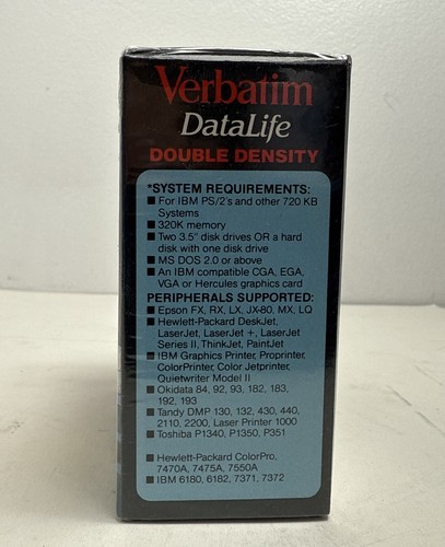 Verbatim Datalife 3-1/2" Microdisks MF2 2S 2D Double Density 10Pcs Double Sided - Afbeelding 2 van 6