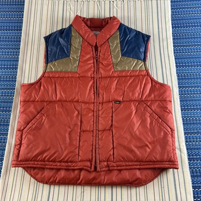 VTG Storm Rider by Lee Puffer Vest Jacket Mens XL Red Talon Zipper 70s 80s #8720